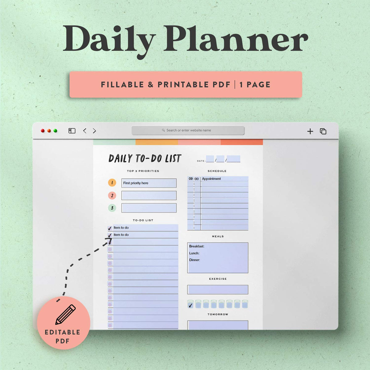 Editable Daily To-Do List Template – Clementine Creative