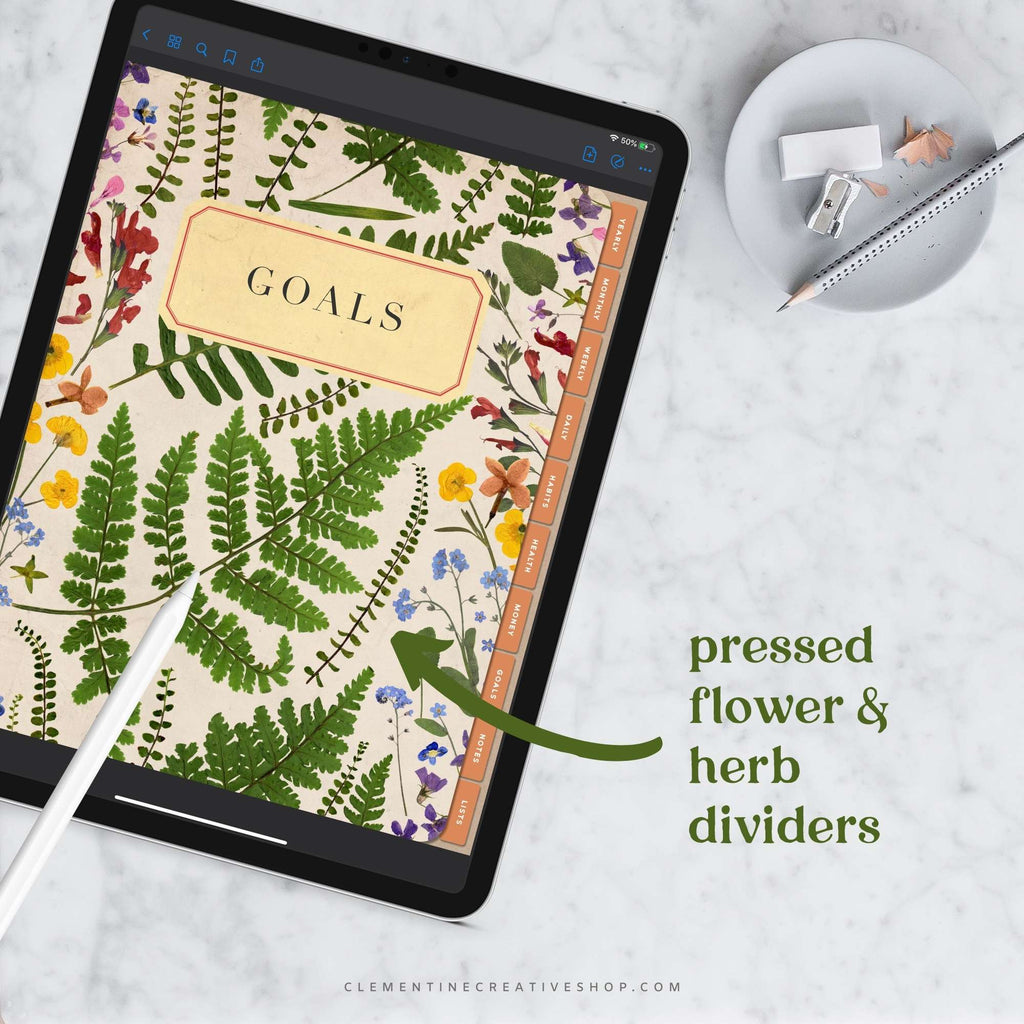 undated botanical digital planner