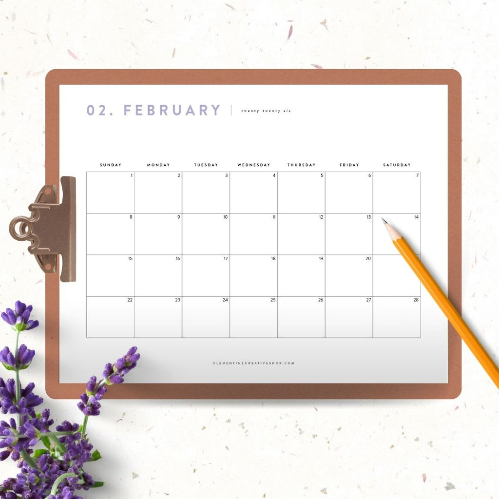 2026 landscape printable calendar