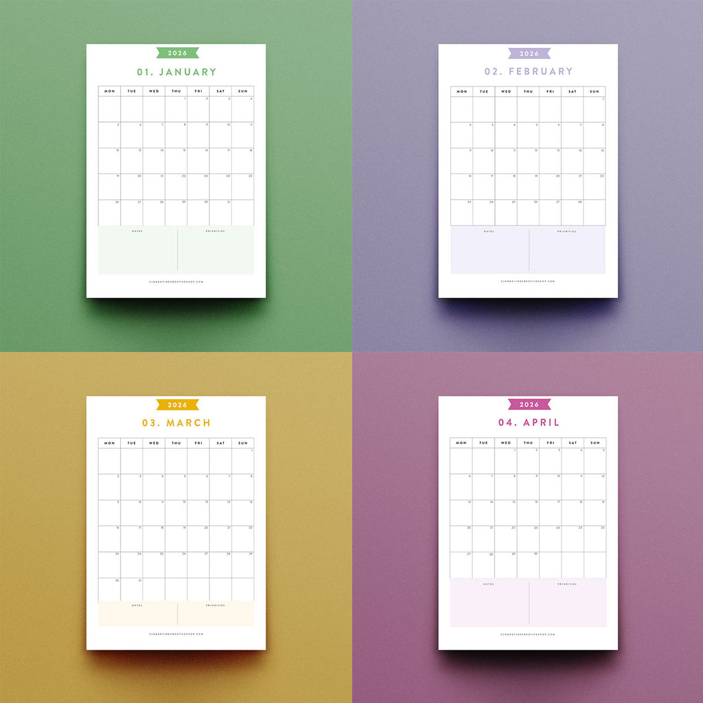 2026 simple printable calendar download