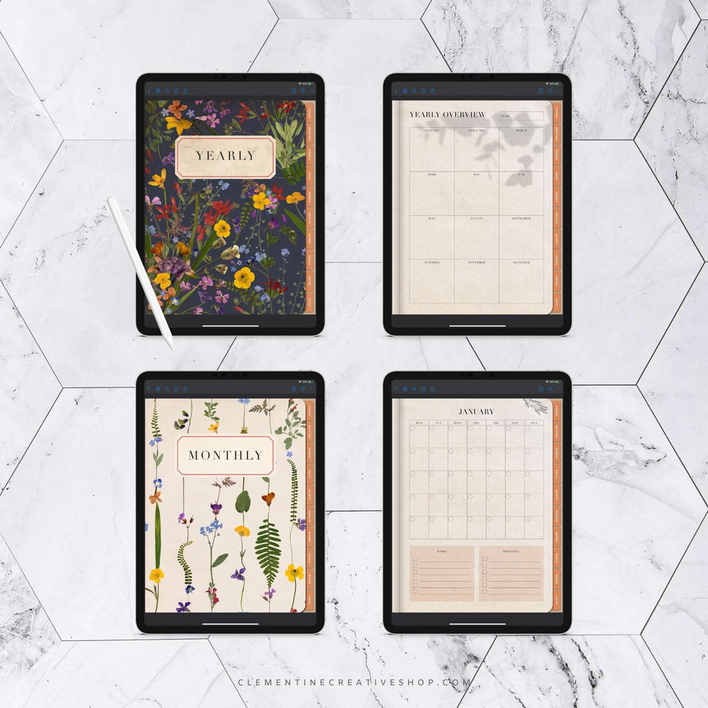 undated botanical digital planner