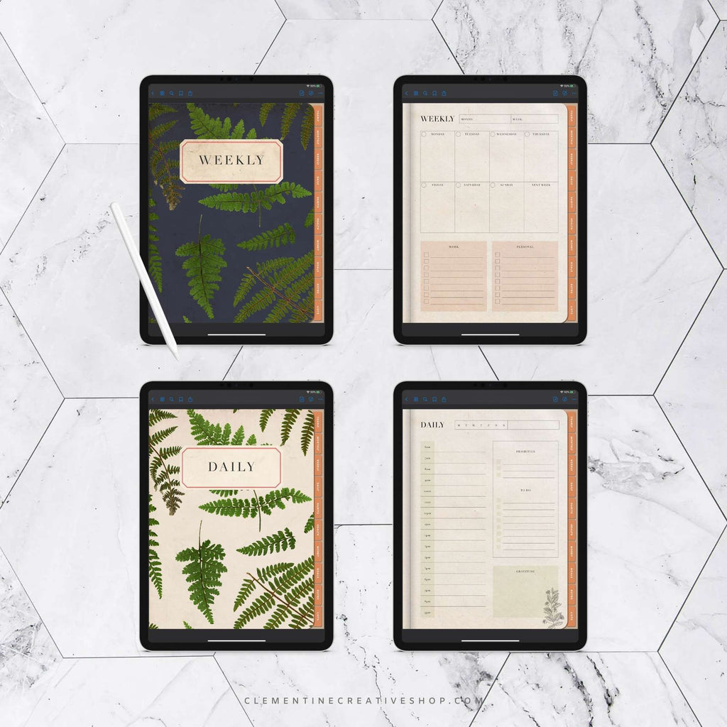 undated botanical digital planner