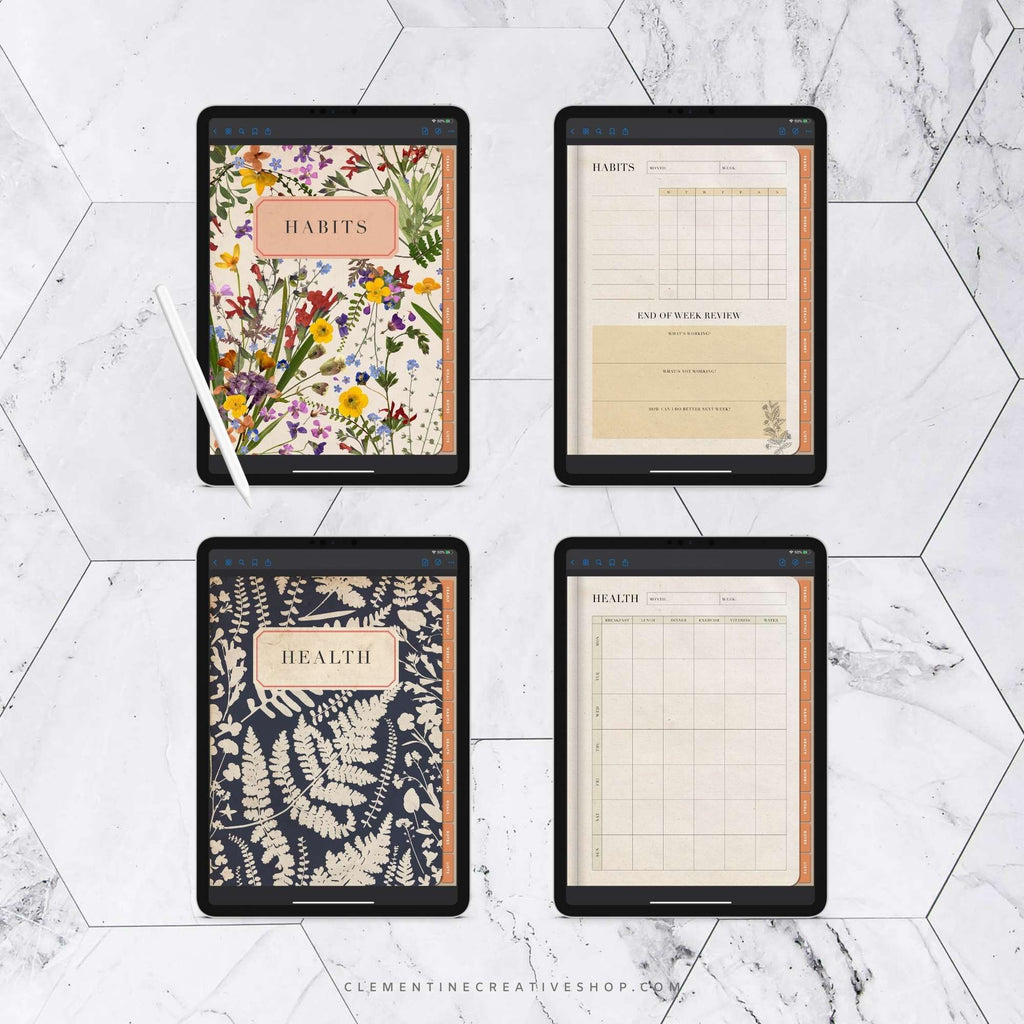 undated botanical digital planner