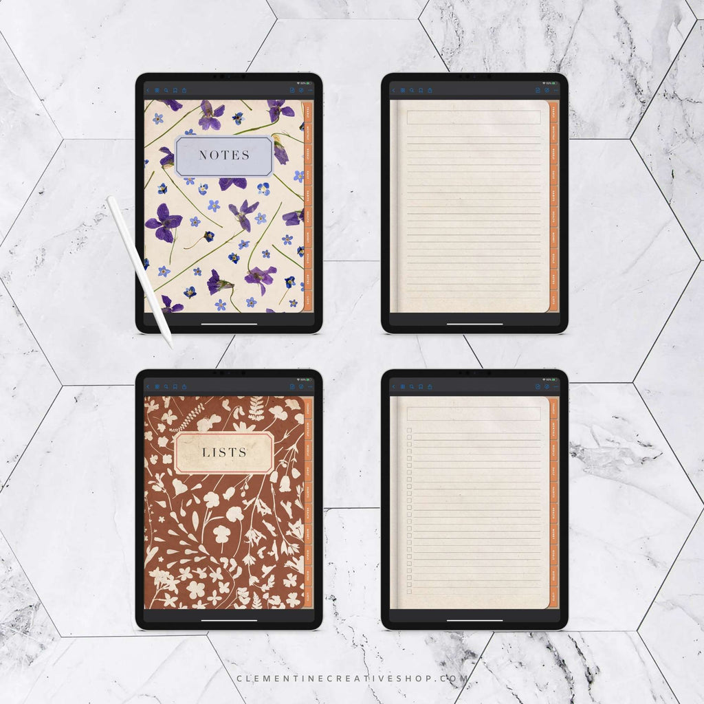 undated botanical digital planner