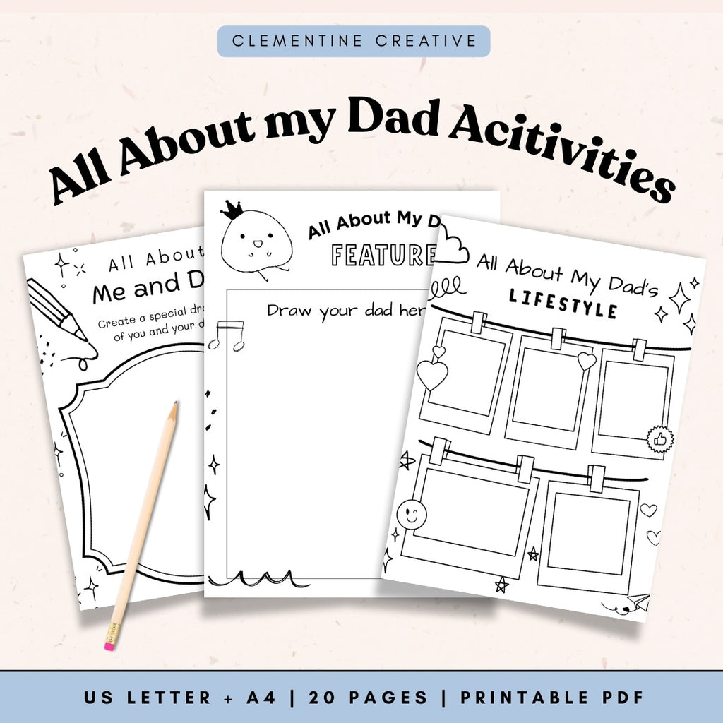 "All About my Dad" Printable Activity Book – Clementine Creative