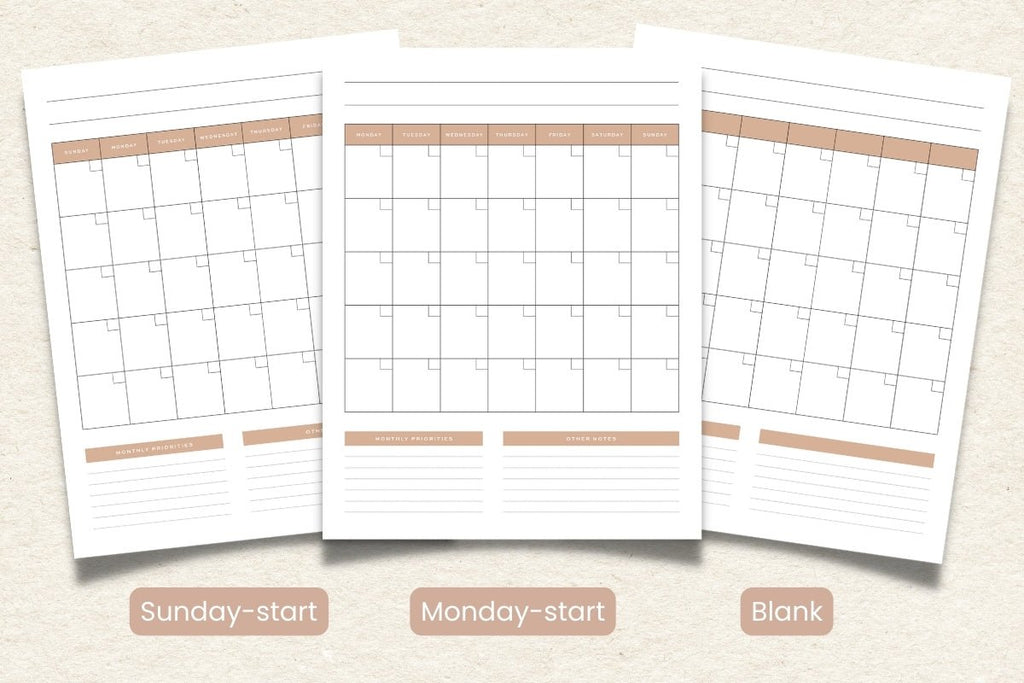 blank printable monthly calendar templates