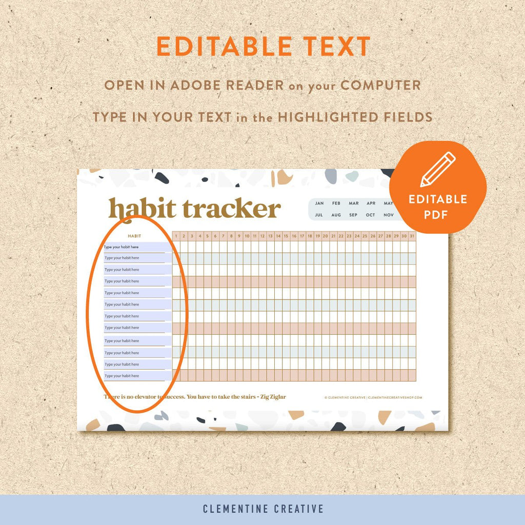 fillable habit tracker template