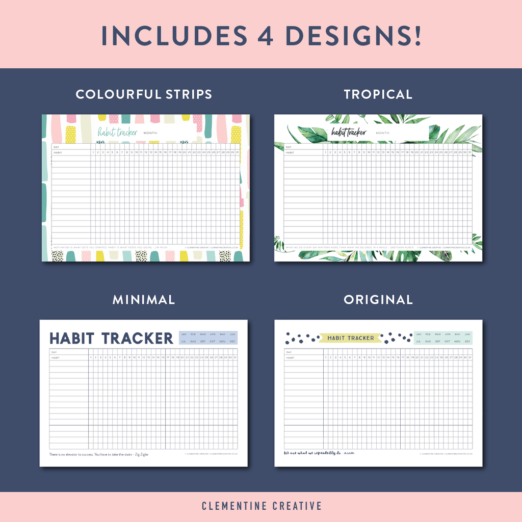 Fillable Habit Tracker Templates - Original Design {Printable PDF ...