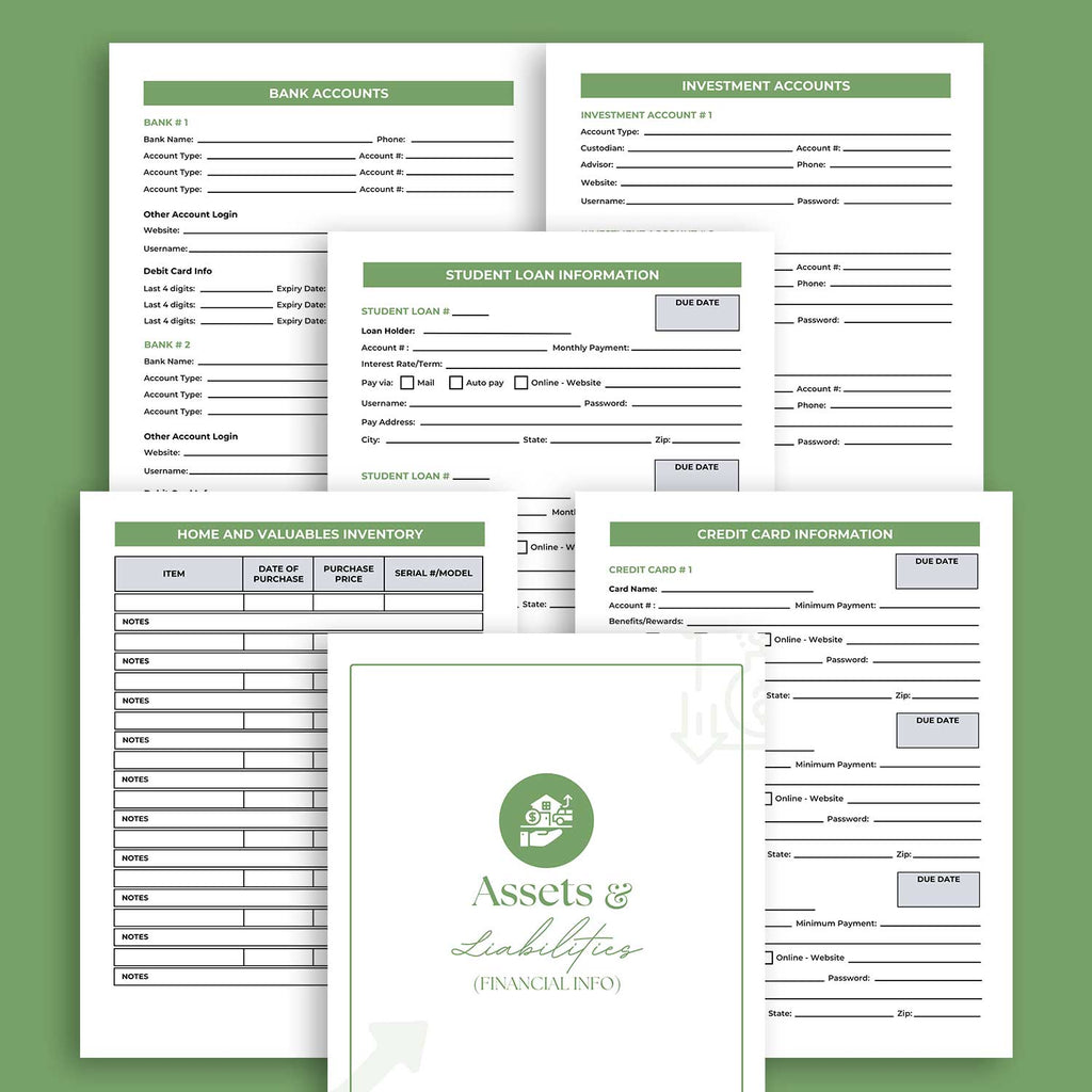 assets and liabilities printable forms