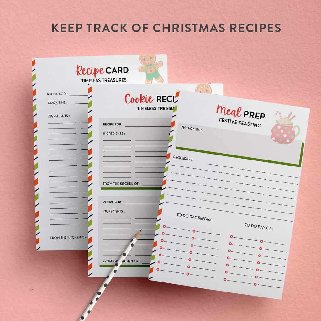 printable Christmas recipe planner template