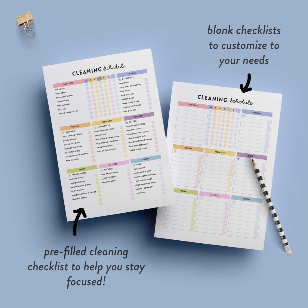 printable cleaning checklists to download