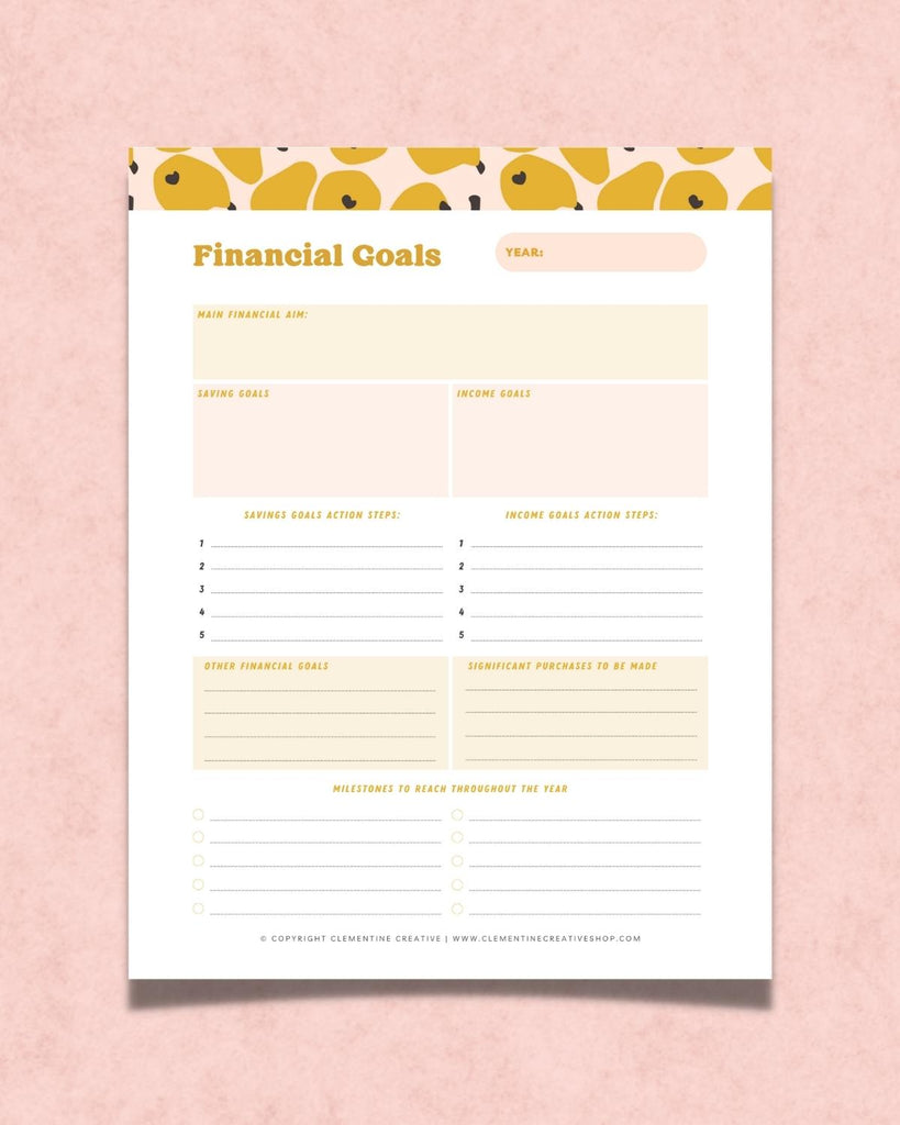 printable financial goals PDF