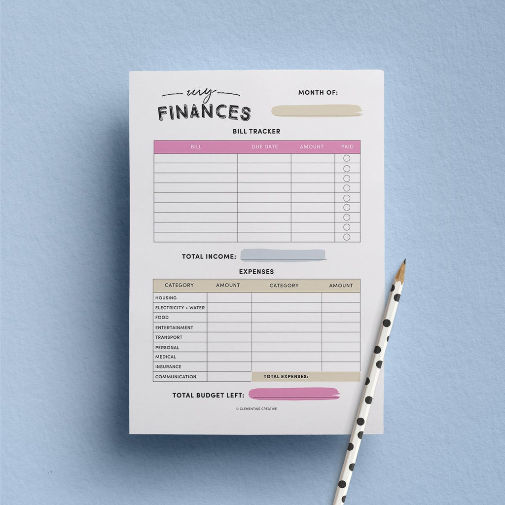 printable budget tracker