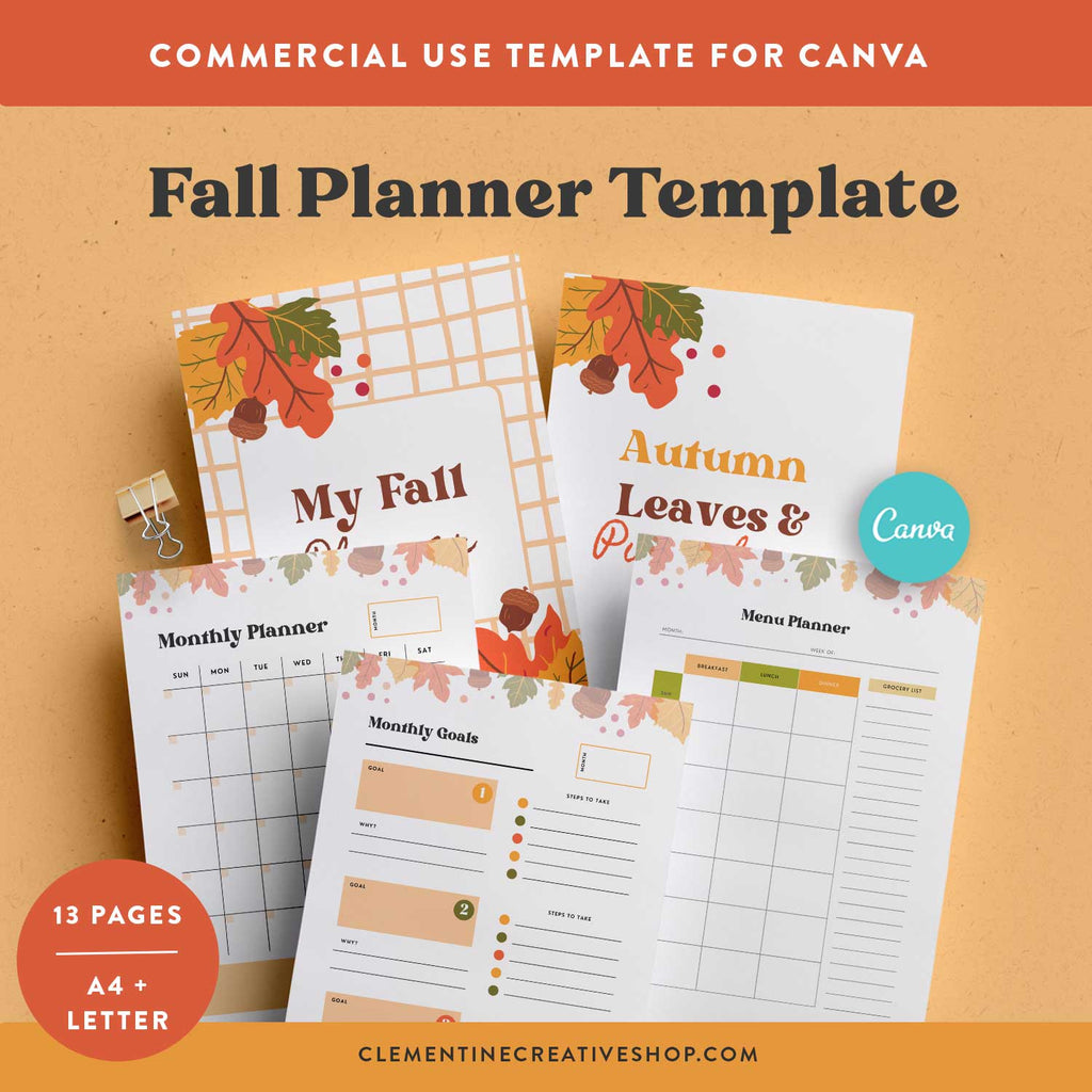 fall planner template with commercial use license