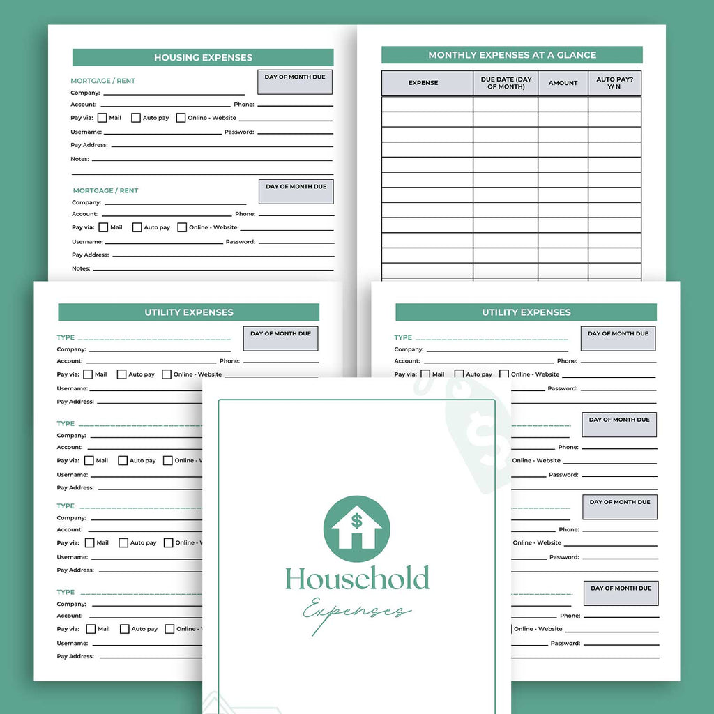 household expenses and utilities printable forms