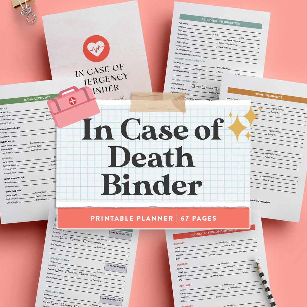 in case of death printable binder PDF