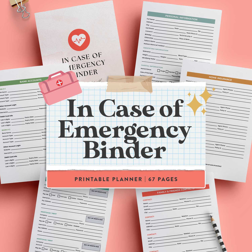 in case of emergency binder printable