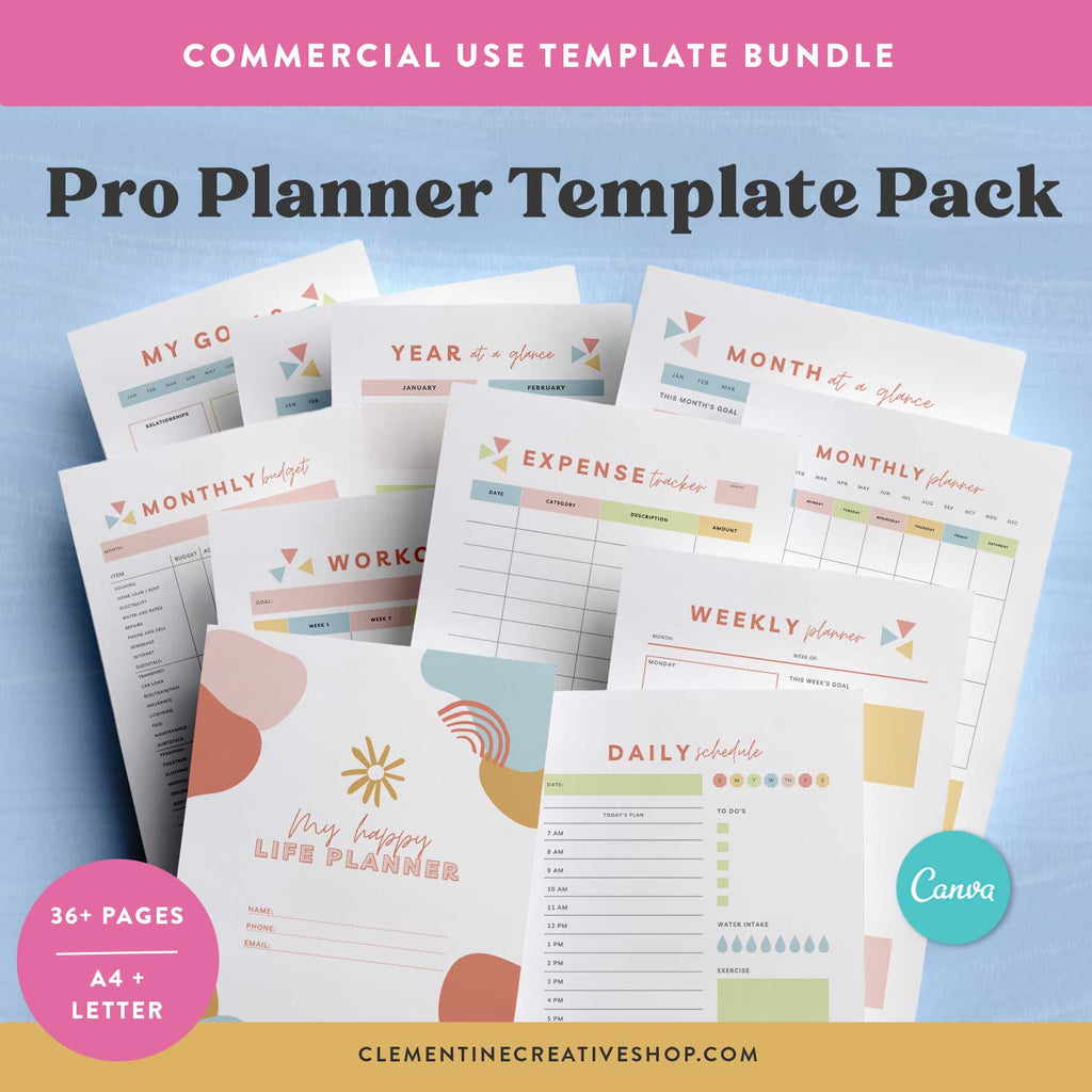 life planner printable template for commercial use