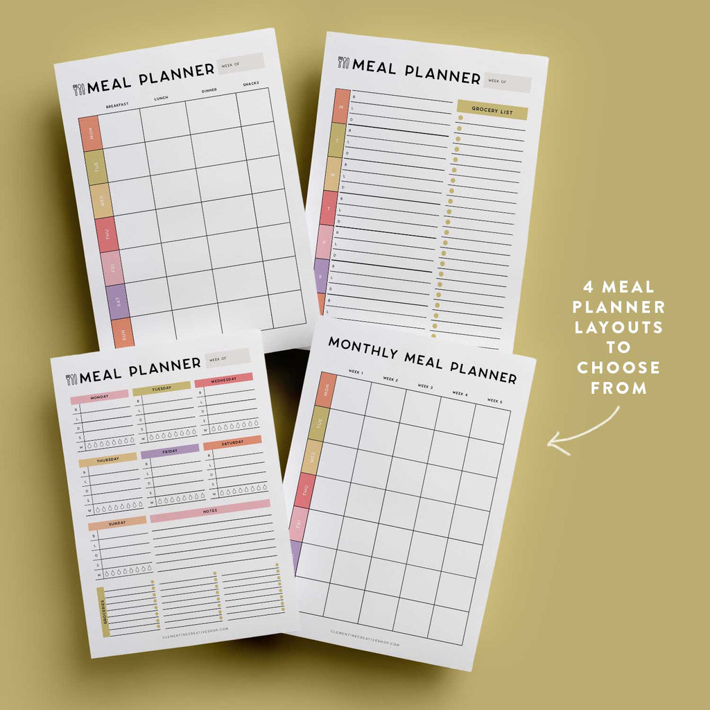 menu planner printable with grocery list