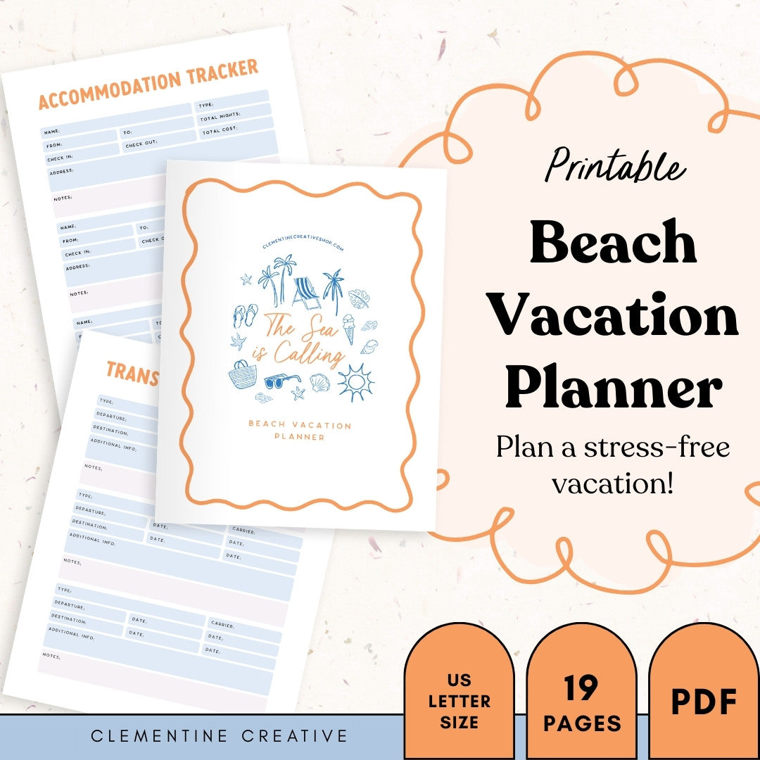 Printable Beach Vacation Planner PDF | 19 Pages Travel Planner ...