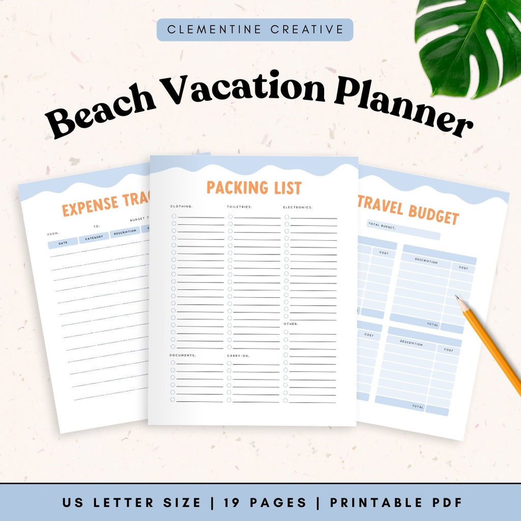 Printable Beach Vacation Planner PDF | 19 Pages Travel Planner ...