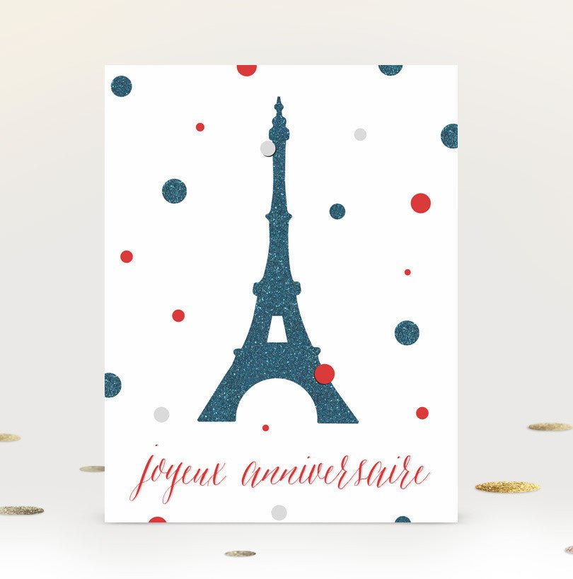 french printable birthday card with eiffel tower