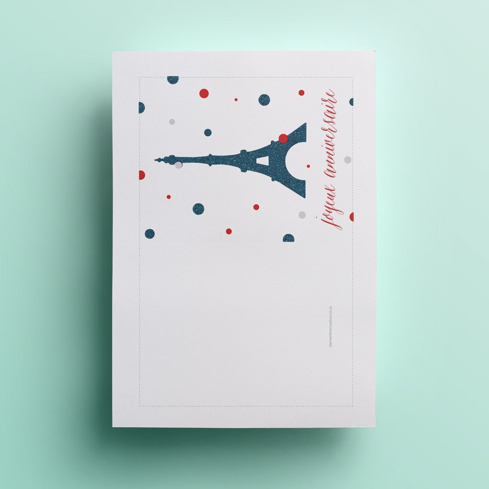 french printable birthday card with eiffel tower