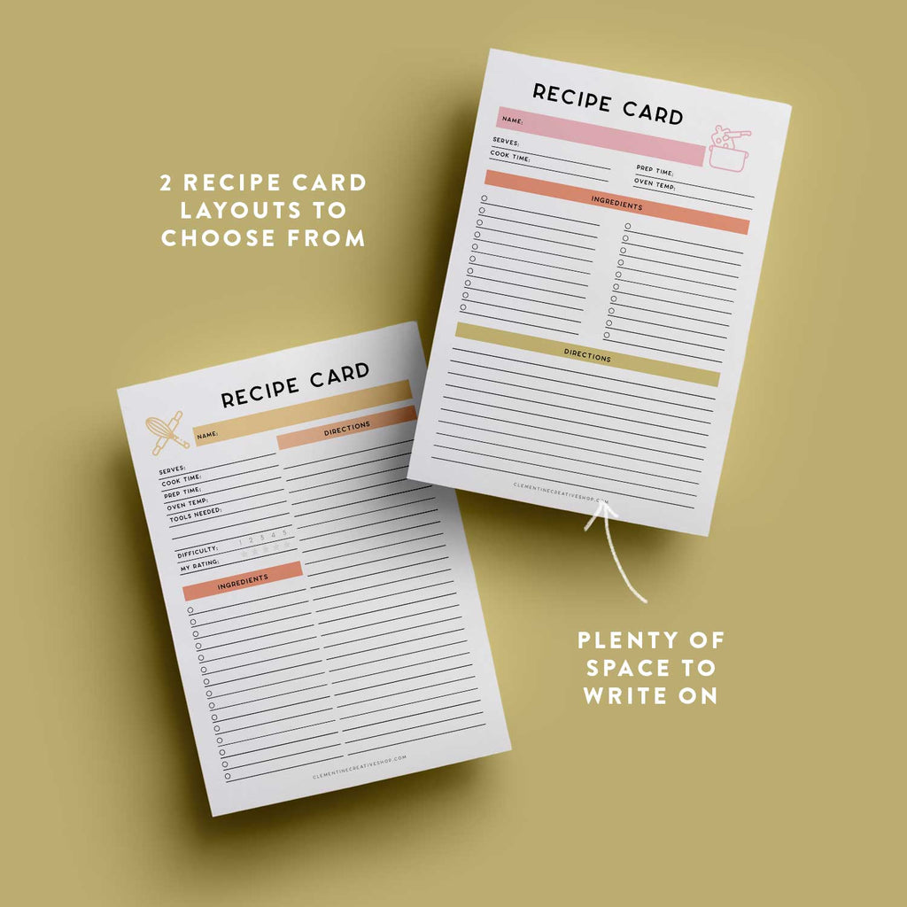 recipe card planner templates