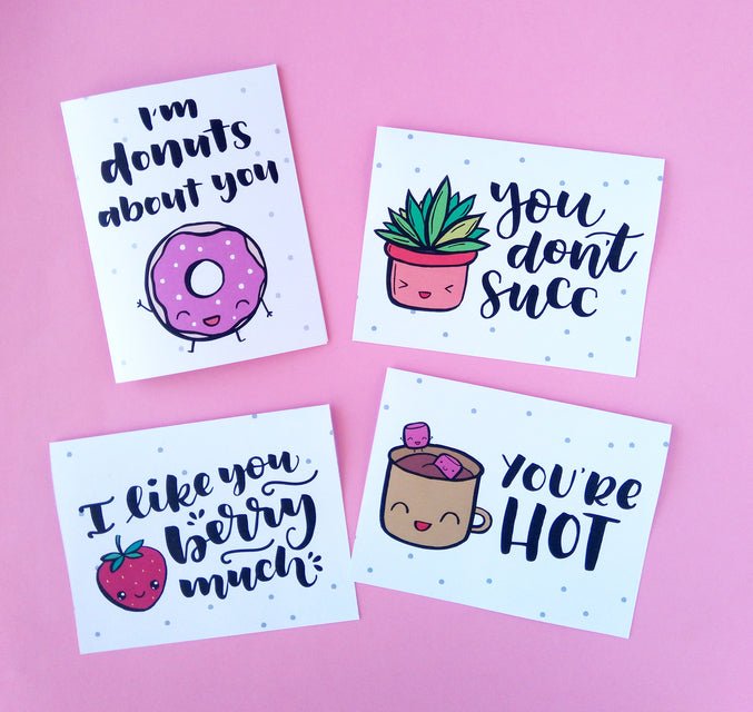 printable kawaii valentine's day card bundle