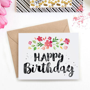 printable birthday card for her with watercolor florals