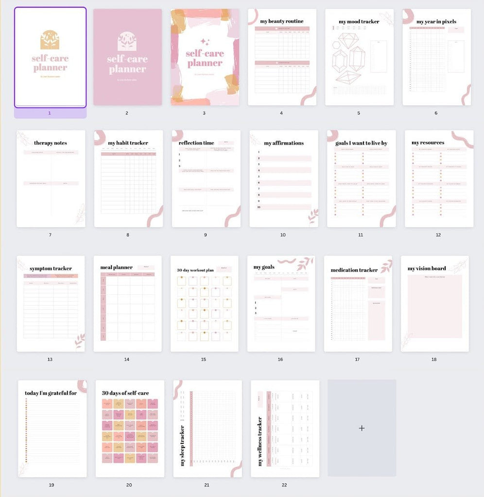 PLR self-care planner template for commercial use