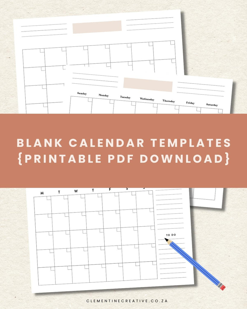 blank printable monthly calendar templates