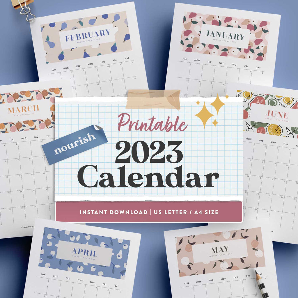 feminine printable desk calendar 2023