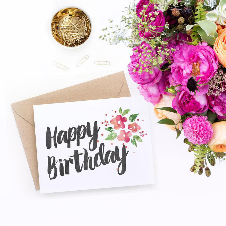 printable birthday card for her with florals