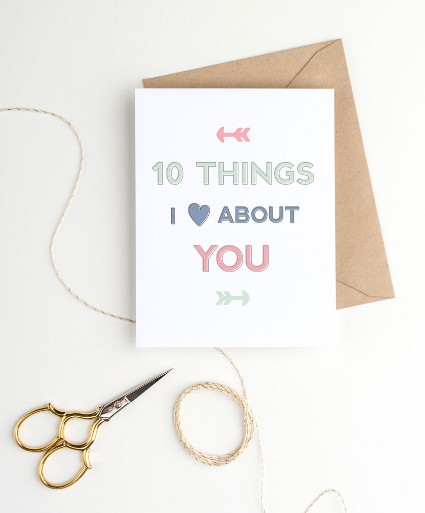 10 things I love about you Valentine's card
