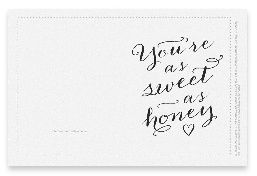sweet calligraphy printable valentine's day card