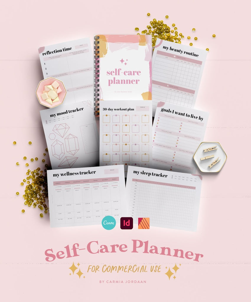 PLR self-care planner template for commercial use